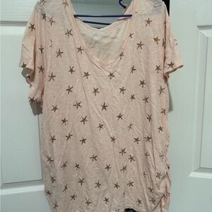 Star Patterned Pink Women's Top